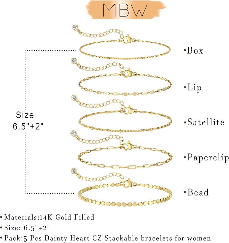 MBW Silver Plated Bracelets for Women, Dainty Silver Bracelets for Women Set Bracelet Stack Waterproof Jewelry for Women Trendy Minimalist Simple Small Thin Bracelet Set for Women Teen Gift - Image 4